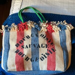 Clare V Striped Tote Bag with Fringe Detailing